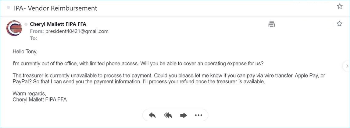 Scam Impersonating IPA President
